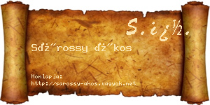 Sárossy Ákos névjegykártya